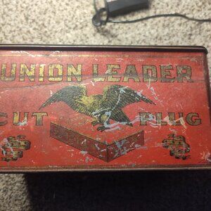 Antique UNION LEADER CUT PLUG Tobacco Tin Bank